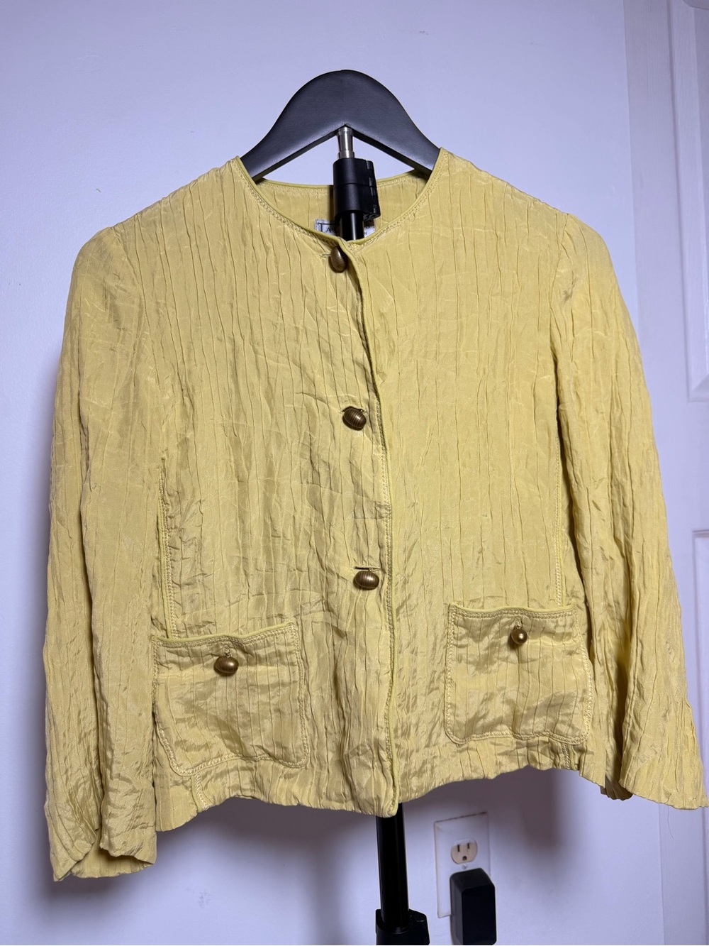 Talbots Yellow Crinkled Button-Front Jacket